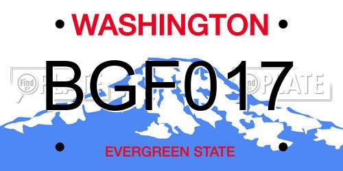 BGF017 Washington License Plate