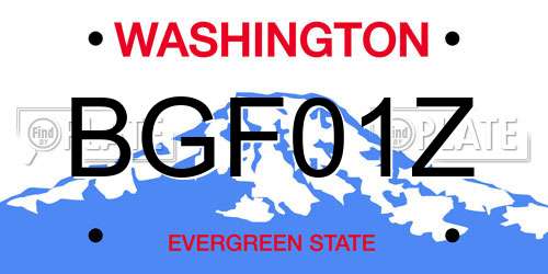 BGF01Z Washington License Plate