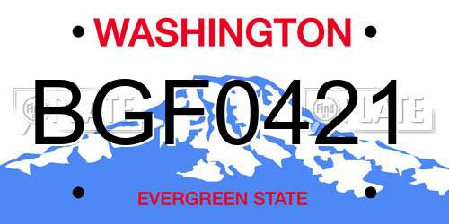 BGF0421 Washington License Plate