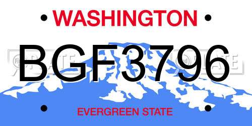 BGF3796 Washington License Plate