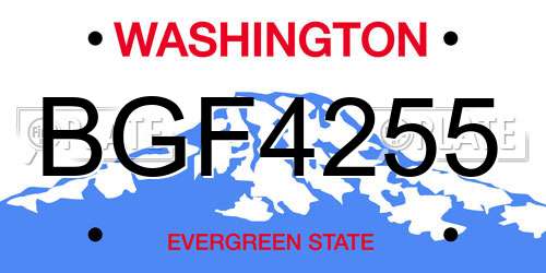 BGF4255 Washington License Plate