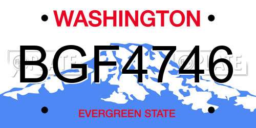 BGF4746 Washington License Plate