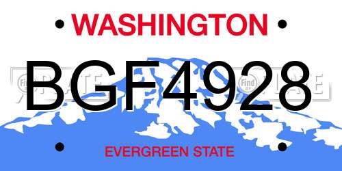 BGF4928 Washington License Plate