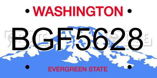 BGF5628 Washington License Plate