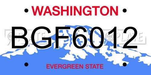 BGF6012 Washington License Plate