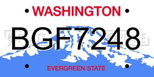 BGF7248 Washington License Plate