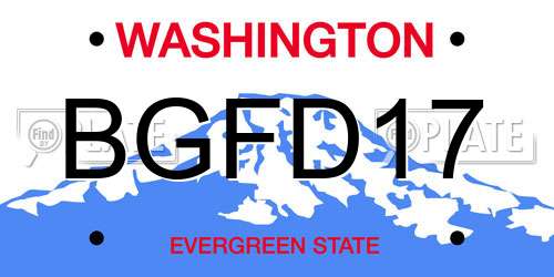 BGFD17 Washington License Plate