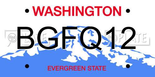 BGFQ12 Washington License Plate