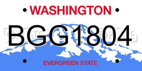 BGG1804 Washington License Plate