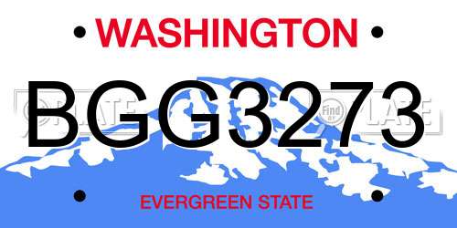 BGG3273 Washington License Plate