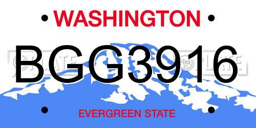 BGG3916 Washington License Plate