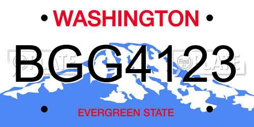 BGG4123 Washington License Plate