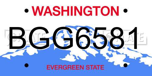 BGG6581 Washington License Plate