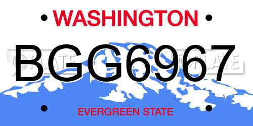 BGG6967 Washington License Plate