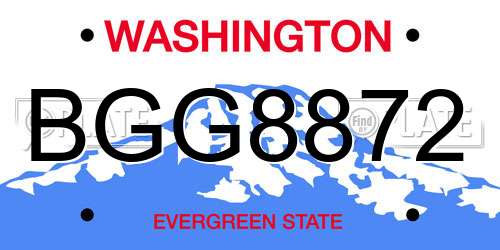 BGG8872 Washington License Plate
