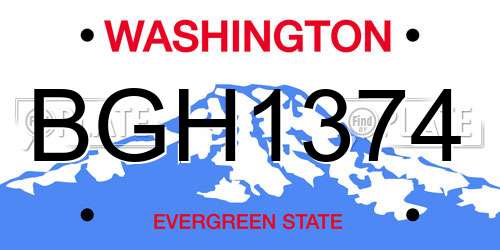 BGH1374 Washington License Plate