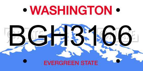 BGH3166 Washington License Plate