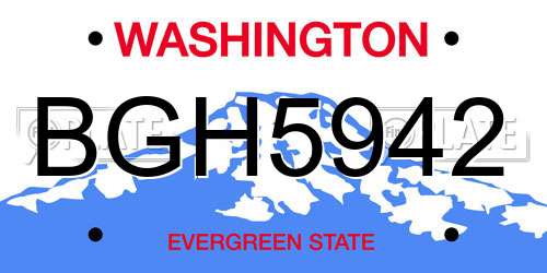 BGH5942 Washington License Plate