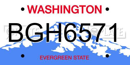 BGH6571 Washington License Plate