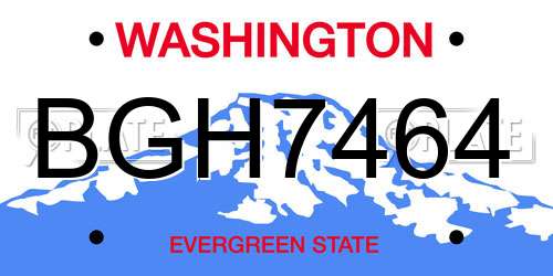 BGH7464 Washington License Plate