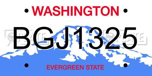 BGJ1325 Washington License Plate