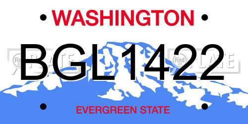 BGL1422 Washington License Plate