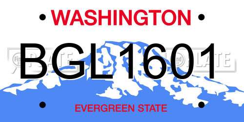 BGL1601 Washington License Plate