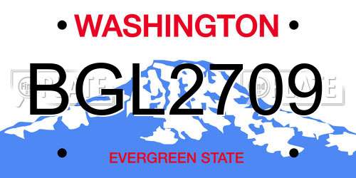 BGL2709 Washington License Plate