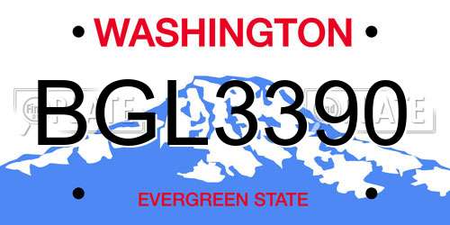 BGL3390 Washington License Plate