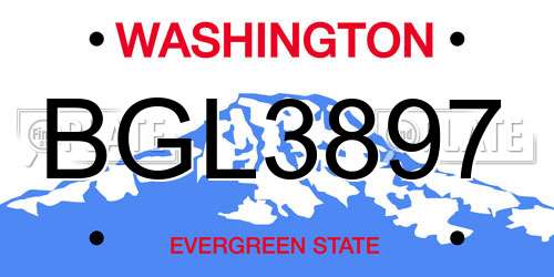BGL3897 Washington License Plate