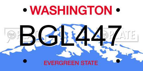 BGL447 Washington License Plate