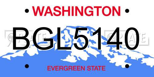 BGL5140 Washington License Plate