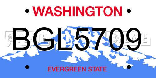 BGL5709 Washington License Plate