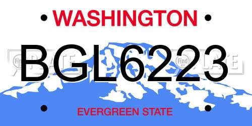 BGL6223 Washington License Plate