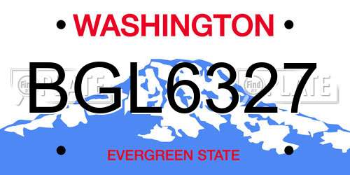 BGL6327 Washington License Plate