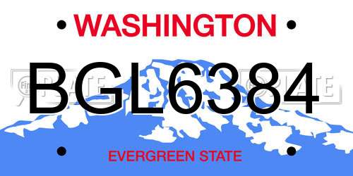BGL6384 Washington License Plate