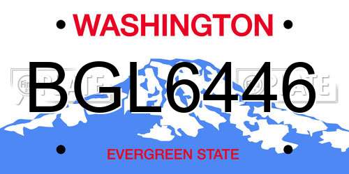 BGL6446 Washington License Plate