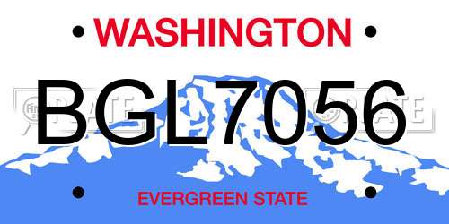 BGL7056 Washington License Plate