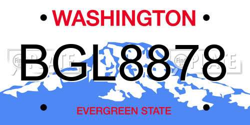 BGL8878 Washington License Plate