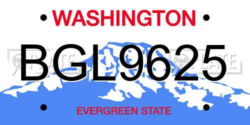 BGL9625 Washington License Plate
