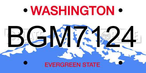 BGM7124 Washington License Plate