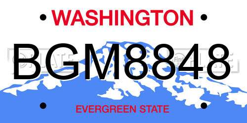 BGM8848 Washington License Plate
