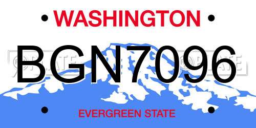 BGN7096 Washington License Plate