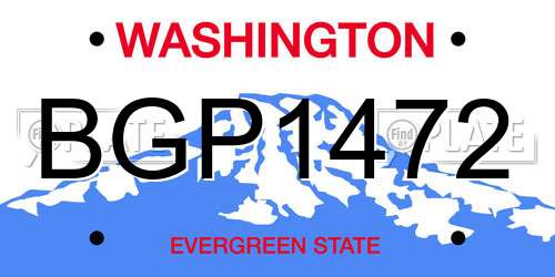 BGP1472 Washington License Plate