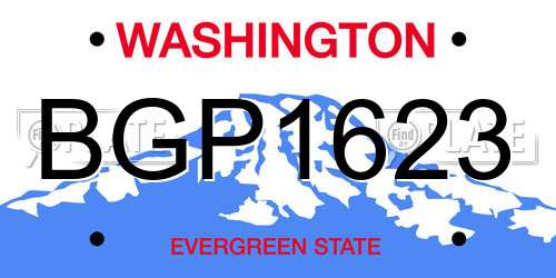 BGP1623 Washington License Plate