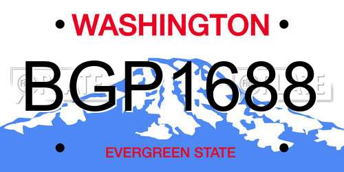BGP1688 Washington License Plate