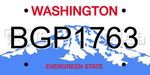 BGP1763 Washington License Plate