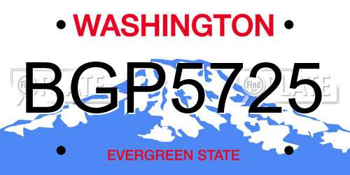 BGP5725 Washington License Plate