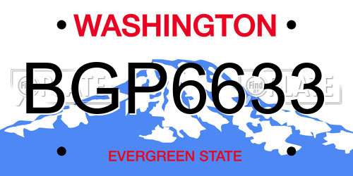 BGP6633 Washington License Plate