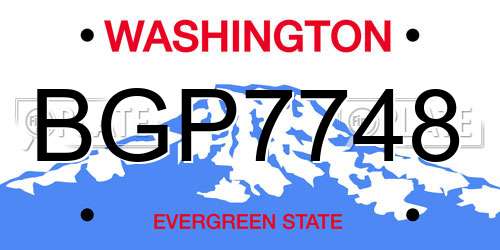 BGP7748 Washington License Plate